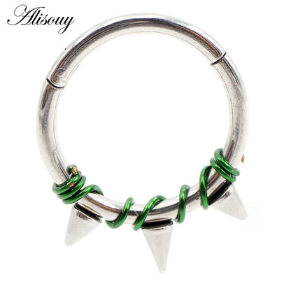 Alisouy 1PC Stainless Steel Twist Wire Hinged Clicker Nose Hoop Rings Ear Cartilage Tragus Daith Septum Body Piercing Jewelry