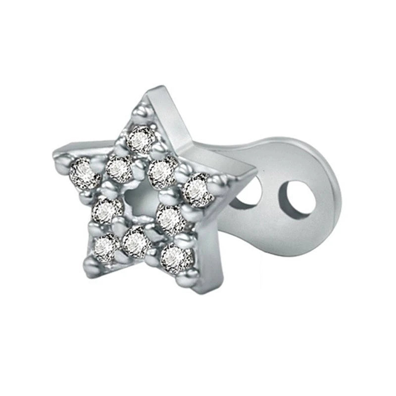 Elegant Stainless Steel Dermal Anchor Set with Cubic Zirconia