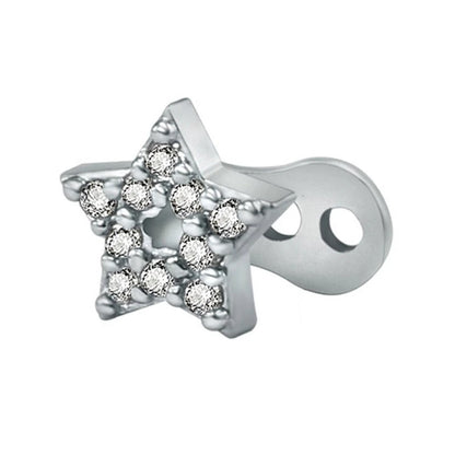 Elegant Stainless Steel Dermal Anchor Set with Cubic Zirconia