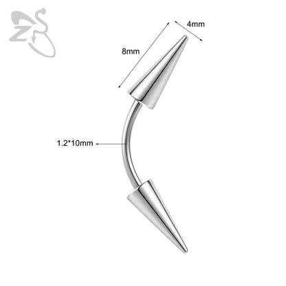 Versatile Black Stainless Steel Long Spike Eyebrow Ring for Any Occasion