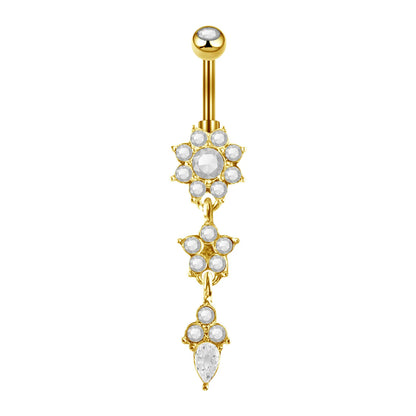 Elegant Stainless Steel Cat-Shaped Belly Ring with Zircon Detailing