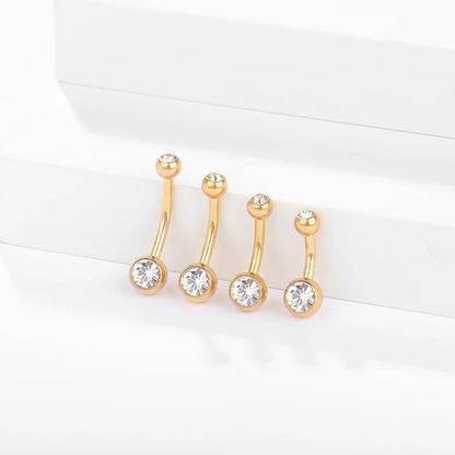 1PCS G23 Titanium 14G Gold Color Belly Button Rings Navel Nombril Piercing CZ Gem 6/8/10/12mm Bar Belly Piercing Sexy Jewelry