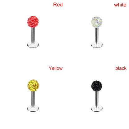 Stylish Labret Stud with Crystal Ball - Versatile Stainless Steel Body Jewelry