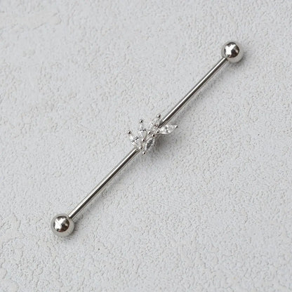 1PC Industrial Piercing Barbells Jewelry Stainless Steel CZ Heart Ball Pearl Cartilage Helix Earring Body Piercing for Women Men