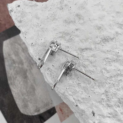 Design Zipper Head Stud Earrings for Women Men Hollow Out Creative Personalized Metal Style Y2K Accessories Fashion Jewelry Gift