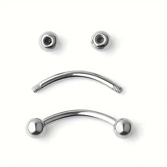 16-Piece Set Stainless Steel Multi-Size 6/8/10/12mm Curved Barbell Eyebrow Rings, Versatile Body Piercing Bar Spiral Ear Studs