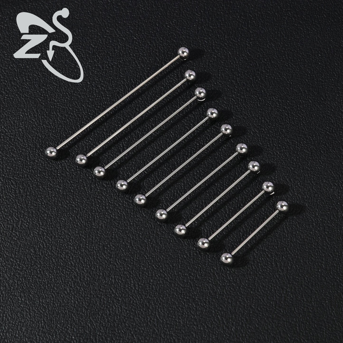 ZS 1PC 16G Stainless Steel Long Industrial Piercing Barbell Cartilage Earring Spike Helix Piercing 24/28/32/35/38/40/45/60mm