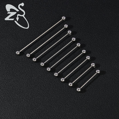 ZS 1PC 16G Stainless Steel Long Industrial Piercing Barbell Cartilage Earring Spike Helix Piercing 24/28/32/35/38/40/45/60mm
