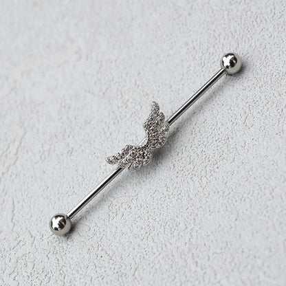1PC Industrial Piercing Barbells Jewelry Stainless Steel CZ Heart Ball Pearl Cartilage Helix Earring Body Piercing for Women Men
