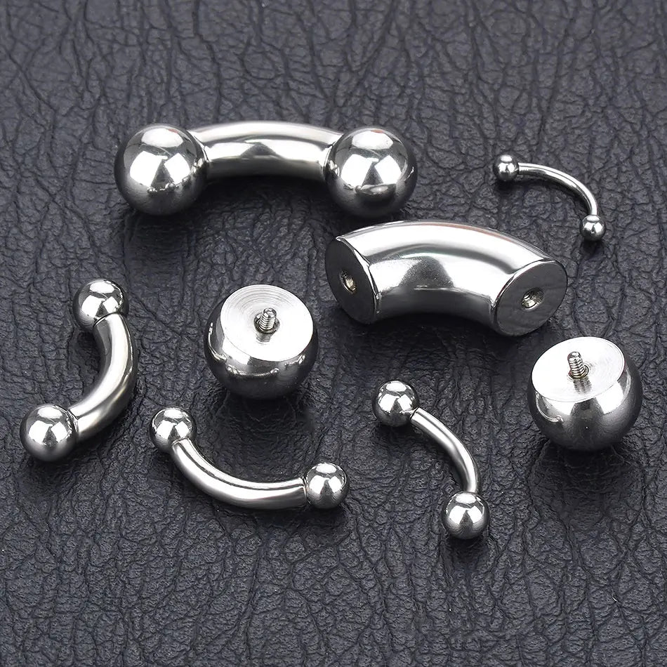 1pcs Stainless Steel Large Gauge Curved Barbell 16G-00G Internally Threaded Eyebrow Septum Piercing Body Jewelry