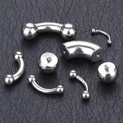 1pcs Stainless Steel Large Gauge Curved Barbell 16G-00G Internally Threaded Eyebrow Septum Piercing Body Jewelry