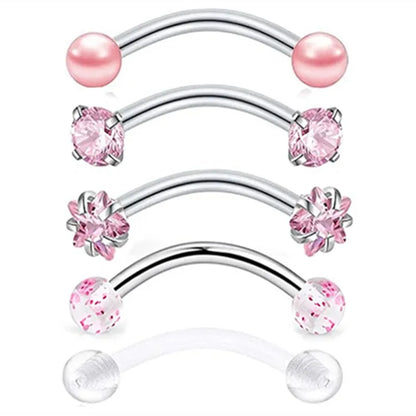 5PCS Crystal Eyebrow Piercing Set Curved Barbell Piercings Rook Earring Bulk Helix Stud Tragus Earrings Cartilage Jewelry Labret