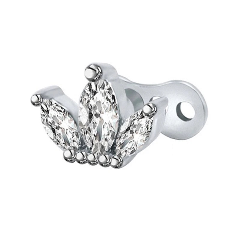 Elegant Stainless Steel Dermal Anchor Set with Cubic Zirconia