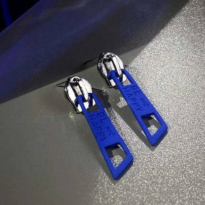 Design Zipper Head Stud Earrings for Women Men Hollow Out Creative Personalized Metal Style Y2K Accessories Fashion Jewelry Gift