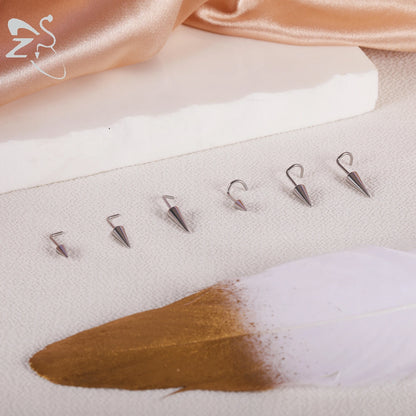 ZS 1PC 20G Spike Nose Ring Stainless steel Nose Stud Black Color Cone Nostril Piercing L-Shaped Seputm Nose Hole Body Piercings