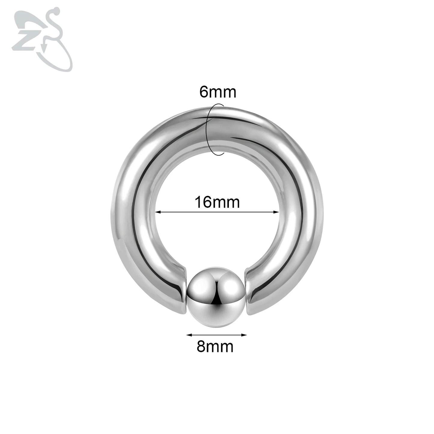 ZS 1 Piece 2/4/6/8G Stainelss Steel Horseshoe Nose Ring Men Internal Threaded Large Gauge Piercings Ear Expander Septum Piercing