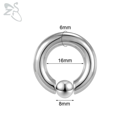 ZS 1 Piece 2/4/6/8G Stainelss Steel Horseshoe Nose Ring Men Internal Threaded Large Gauge Piercings Ear Expander Septum Piercing