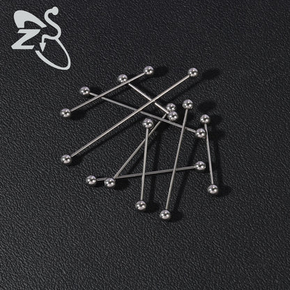 ZS 1PC 16G Stainless Steel Long Industrial Piercing Barbell Cartilage Earring Spike Helix Piercing 24/28/32/35/38/40/45/60mm