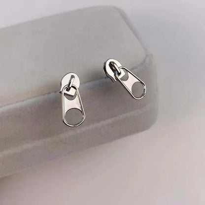 Design Zipper Head Stud Earrings for Women Men Hollow Out Creative Personalized Metal Style Y2K Accessories Fashion Jewelry Gift