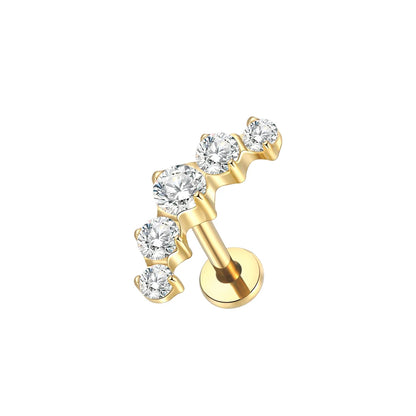 1PC Titanium Ear Cartilage Piercings Flat Back Stud Earring Internal Thread Butterfly Cross CZ Helix Tragus Piercing Jewelry 16G