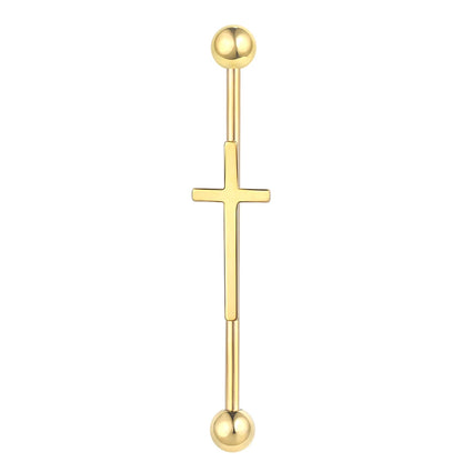 1PC Steel Cross Industrial Piercings Orelha Cartilagem Industrial Barbell Earrings Piercing Bar Scaffold Ear Cartilage Helix 14G