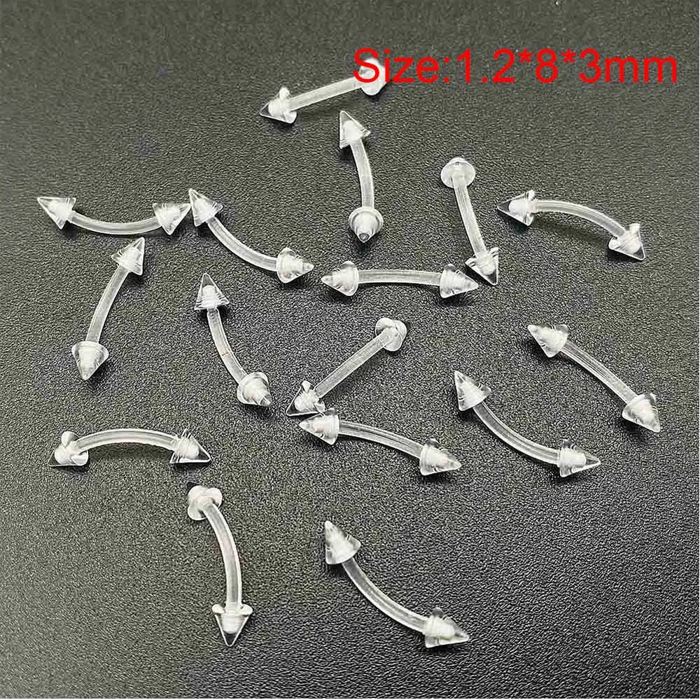 Versatile Acrylic Body Piercing Set - Transparent Barbell Rings for Lips, Ears, Nose, and More