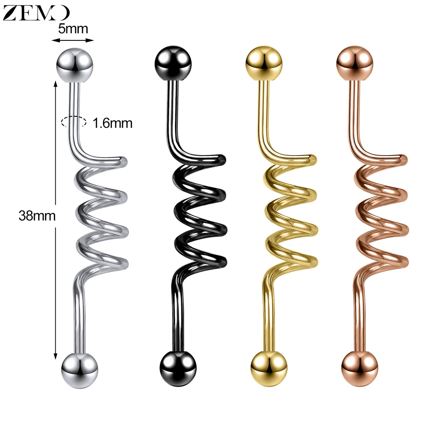 ZEMO 14G Stainless Steel Industrial Barbell Earrings - Versatile and Stylish for All Occasions