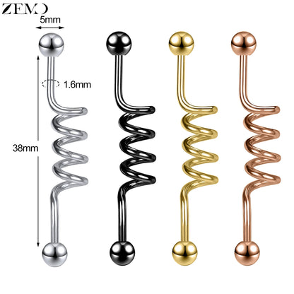ZEMO 14G Stainless Steel Industrial Barbell Earrings - Versatile and Stylish for All Occasions