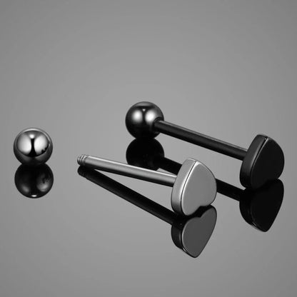 1PC Stainless Steel Heart Shaped Tongue Ring Barbell Tongue Piercing Cute Bar Ear Tragus Studs Labret Piercing Body Jewelry