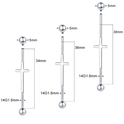 1PC Steel Cross Industrial Piercings Orelha Cartilagem Industrial Barbell Earrings Piercing Bar Scaffold Ear Cartilage Helix 14G