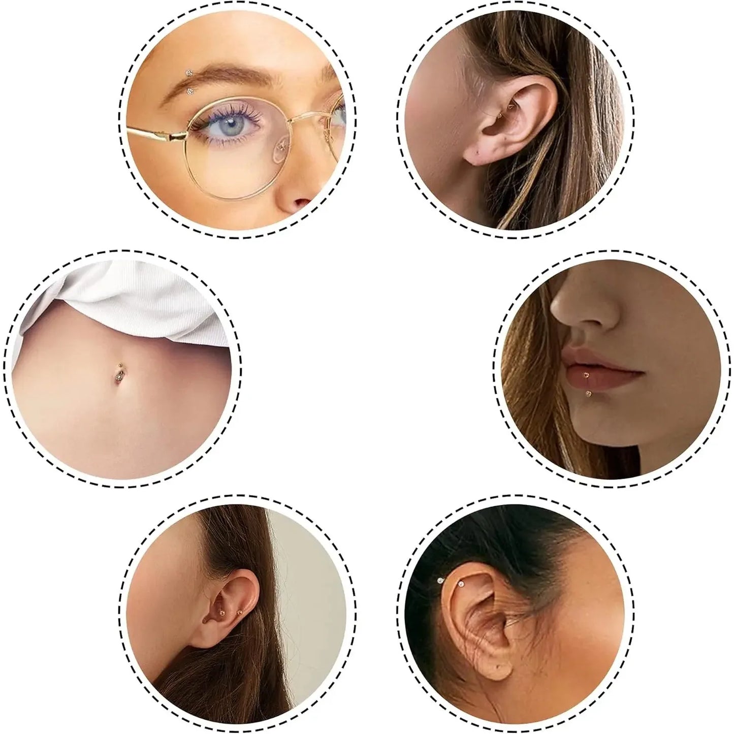 1PC Surgical Steel Piercing Jewelry Curved Barbell Eyebrow Ring Helix Tragus Lip Piercing Daith Rook Earrings for Women