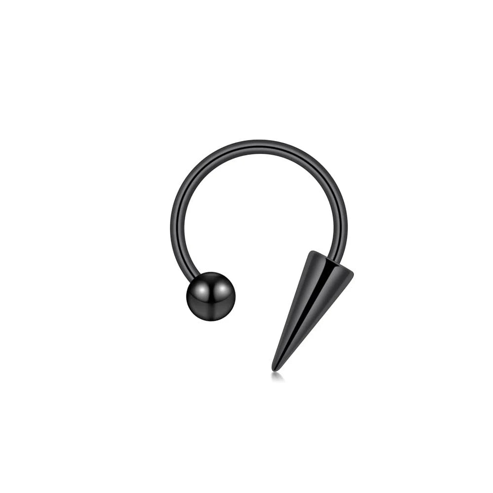 Versatile Stainless Steel Nose Ring Set - Multi-Color 16G Horseshoe Hoop and Spike Septum Piercing Kit