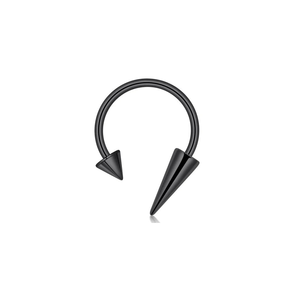 Versatile Stainless Steel Nose Ring Set - Multi-Color 16G Horseshoe Hoop and Spike Septum Piercing Kit