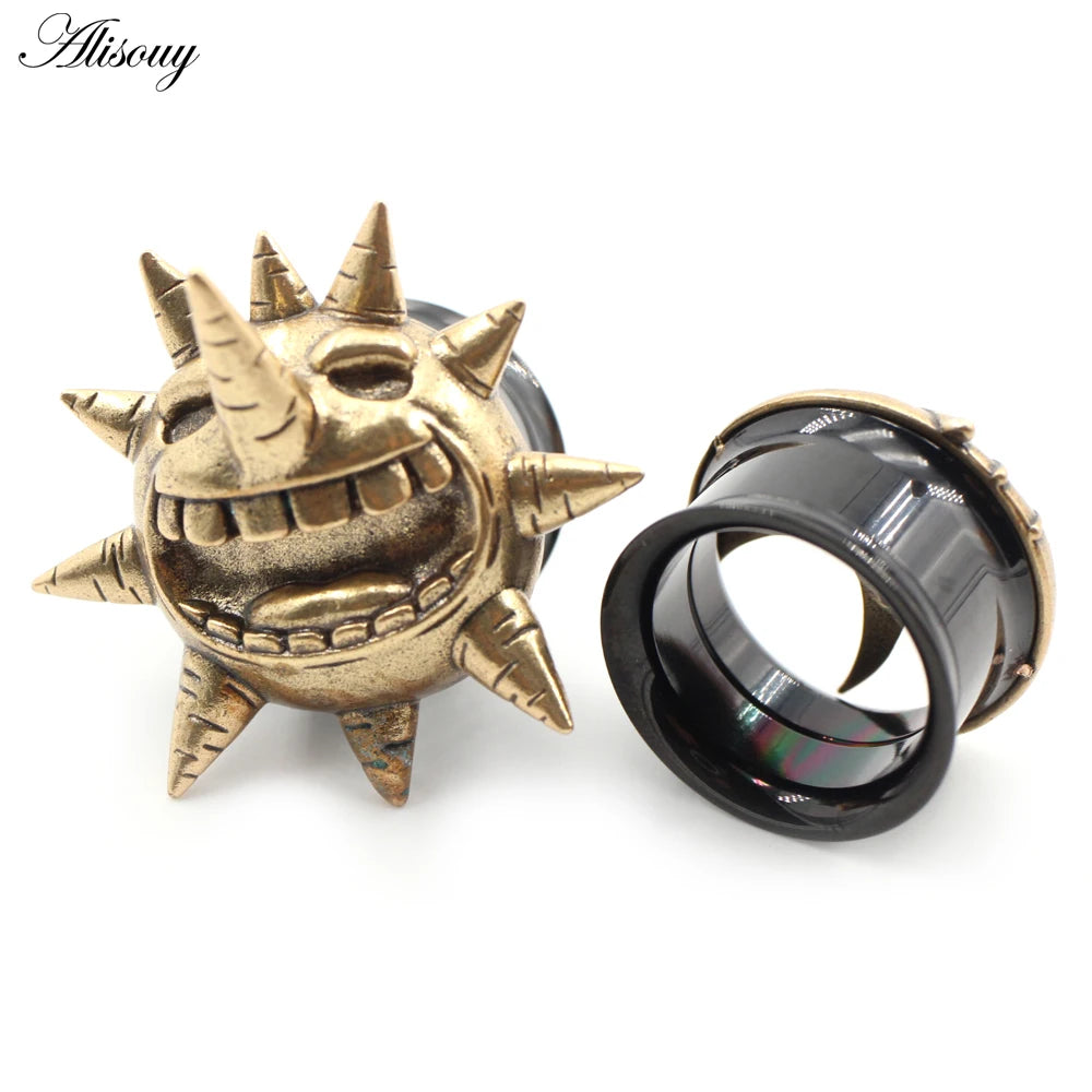 Alisouy 2PCS Sun Moon Stainless Steel Ear Tunnels - Versatile, Comfortable Body Piercing Jewelry