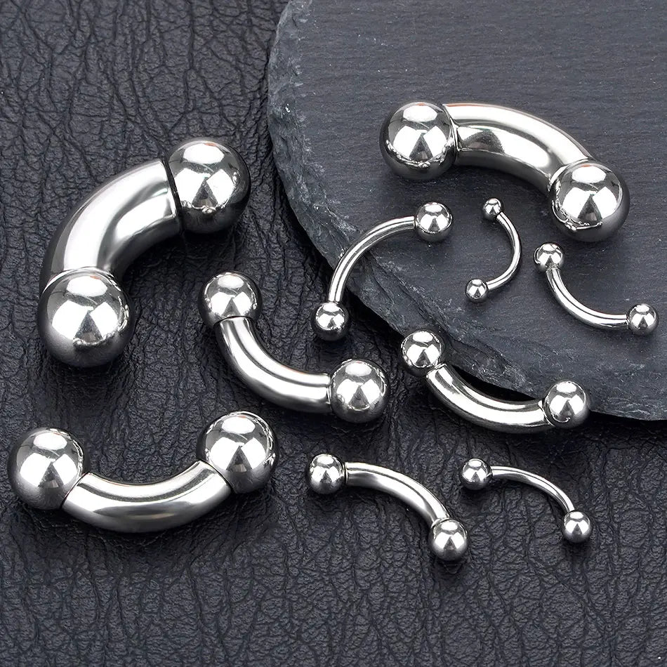 1pcs Stainless Steel Large Gauge Curved Barbell 16G-00G Internally Threaded Eyebrow Septum Piercing Body Jewelry
