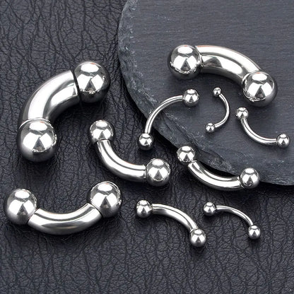 1pcs Stainless Steel Large Gauge Curved Barbell 16G-00G Internally Threaded Eyebrow Septum Piercing Body Jewelry