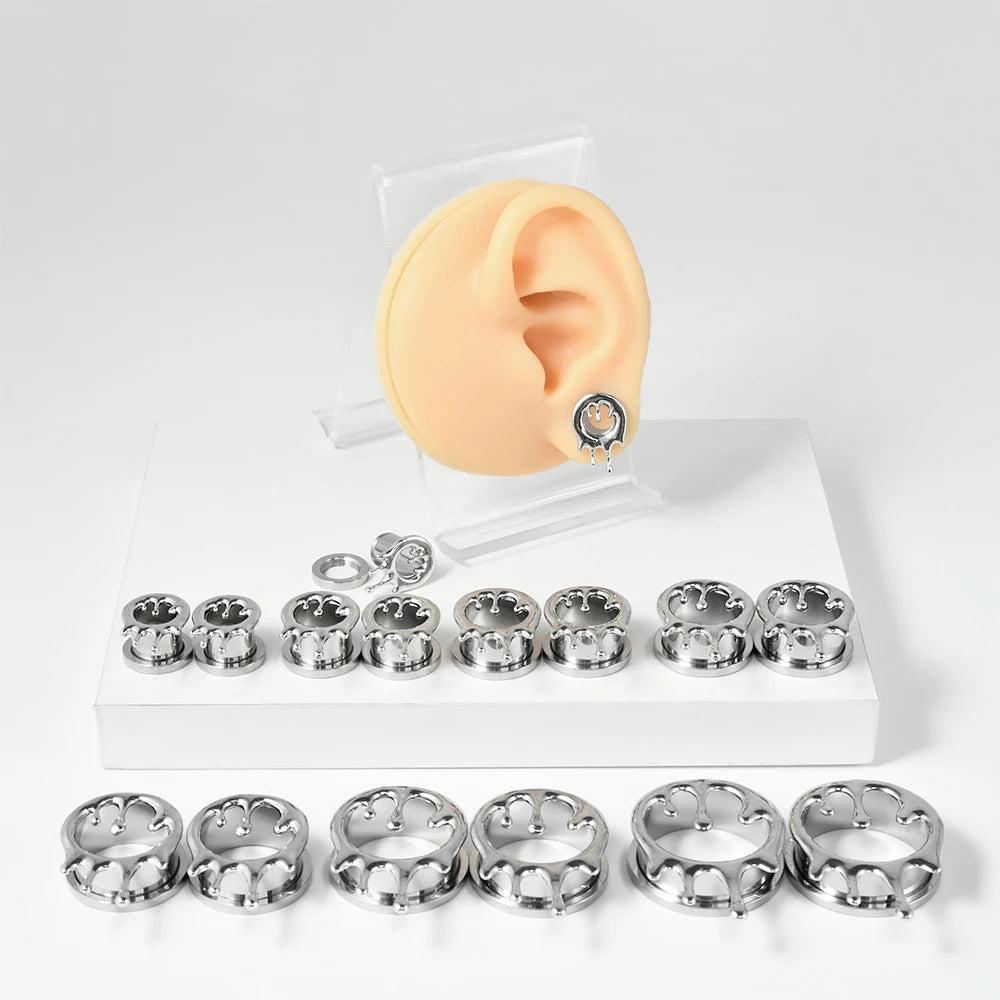 Dreamlee Heart Zircon Ear Tunnel Plugs - Stylish Stainless Steel Body Jewelry