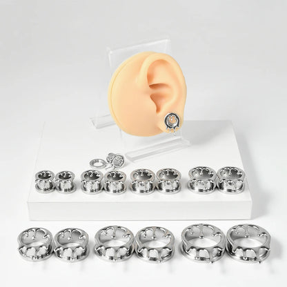 Dreamlee Heart Zircon Ear Tunnel Plugs - Stylish Stainless Steel Body Jewelry