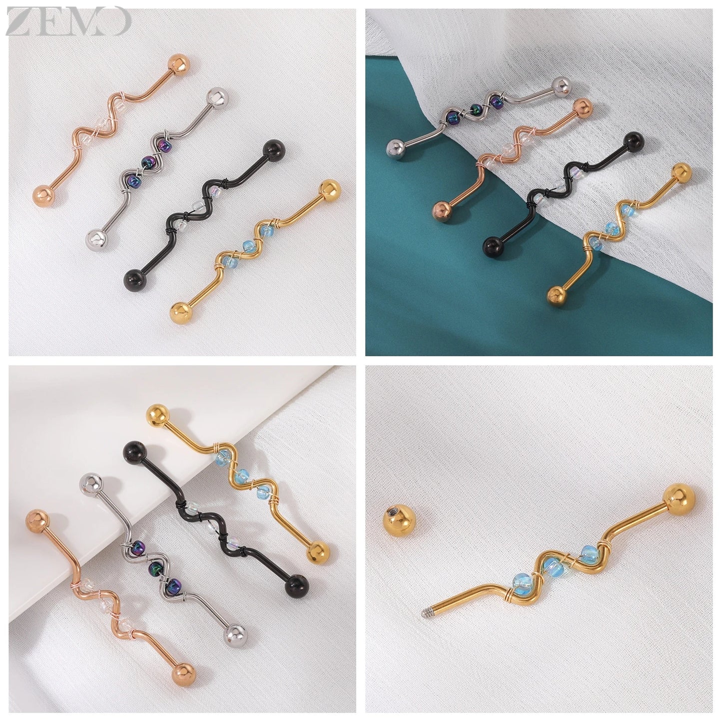 ZEMO 14G Stainless Steel Industrial Barbell Earrings - Versatile and Stylish for All Occasions