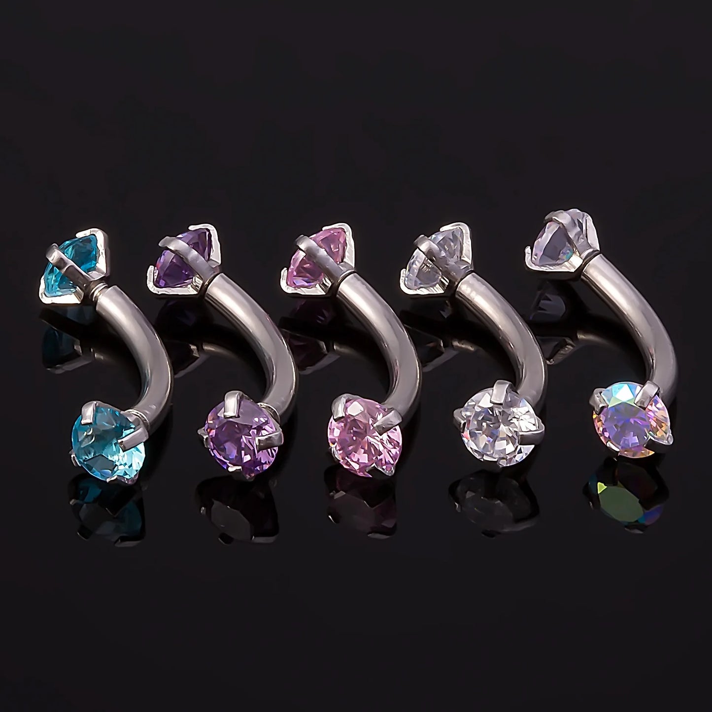 5PCS Crystal Eyebrow Piercing Set Curved Barbell Piercings Rook Earring Bulk Helix Stud Tragus Earrings Cartilage Jewelry Labret