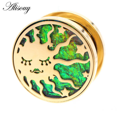 2PCS Stainless Steel Star Moon Sun Skull Cat Butterfly Ear Gauges Tunnels Plugs Expander Stretcher Piercing Body Jewelry