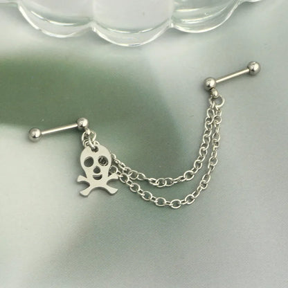 Fashion Double Piercing Chain Stud Earring Industrial Piercing Chain Earrings Tassel Cartilage Helix Jewelry