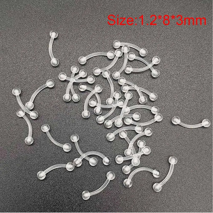 Versatile Acrylic Body Piercing Set - Transparent Barbell Rings for Lips, Ears, Nose, and More
