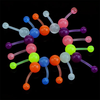 Glow in the Dark Acrylic Body Piercing Jewelry Set of 20 - Versatile Style for All Occasions