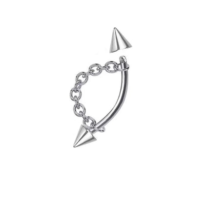 Punk Style Stainless Steel Chain Lip Stud - Versatile Cartilage Stud Earrings for All Occasions