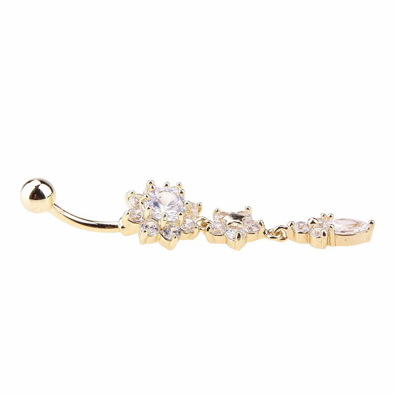 2023 Trendy Crystal Flower Belly Button Ring for Women - Versatile Body Jewelry
