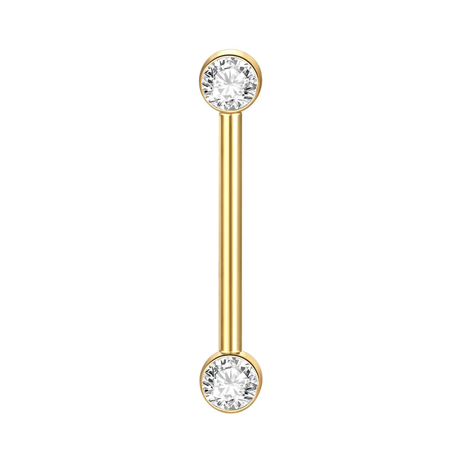 Hypoallergenic Titanium Nipple Barbell with Sparkling CZ Crystal - Versatile & Elegant