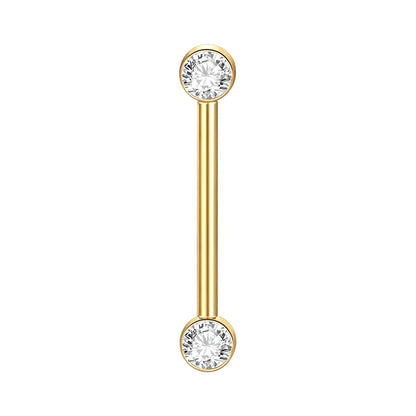 Hypoallergenic Titanium Nipple Barbell with Sparkling CZ Crystal - Versatile & Elegant