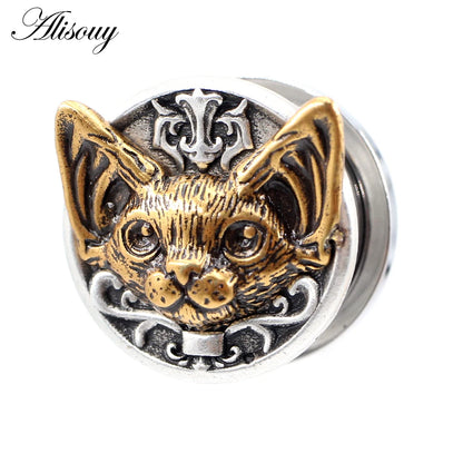 2PCS Stainless Steel Star Moon Sun Skull Cat Butterfly Ear Gauges Tunnels Plugs Expander Stretcher Piercing Body Jewelry
