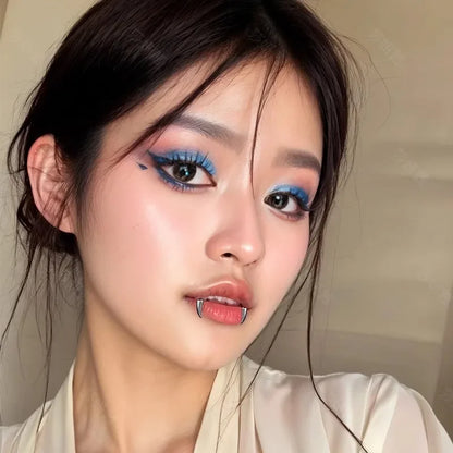 2PCS Gothic Lip Rings - Stainless Steel Fake Piercing Lip Clips for Women